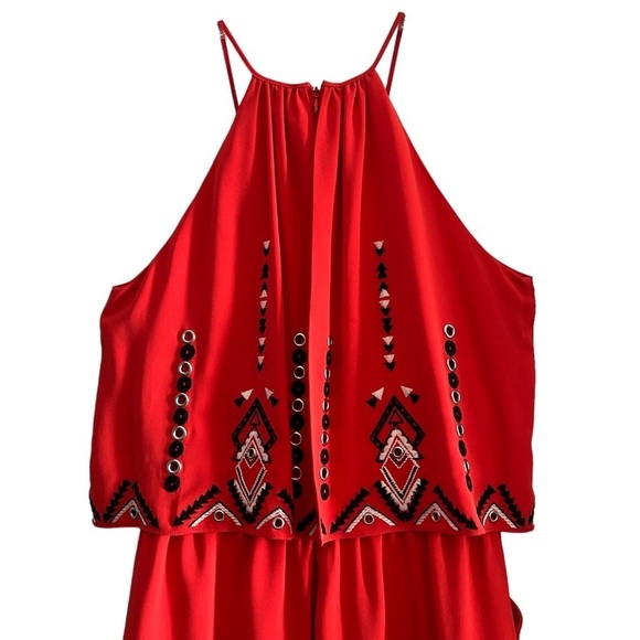 🌺PARKER Tribal Betsey Drape Romper w/ Pockets in Rampart Red Size Small🌺 - Picture 7 of 9